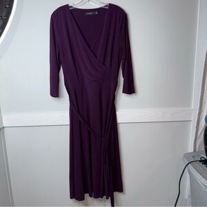 Ralph Lauren Black Label Deep Purple Wrap Midi Dress